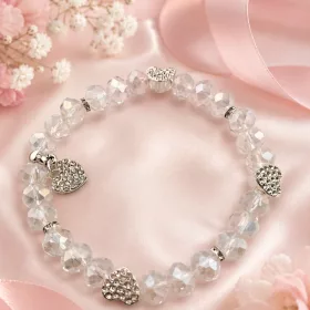 Crystal Pearl & Silver Heart 