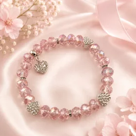 Pink Pearl & Silver Heart 