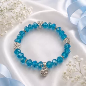Aqua Pearl & Silver Heart 