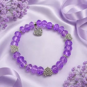Lilac  Pearl & Silver Heart 