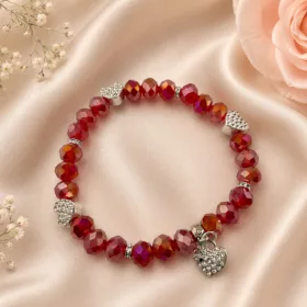 Red Pearl & Silver Heart 