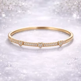 Trio Heart Gold Crystal