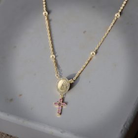 Jesus Pearl Cross Pink