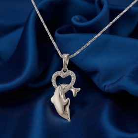 Silver Heart & Dolphin Crystal 