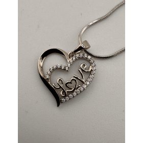 Love Silver Heart Elegant medál lánccal